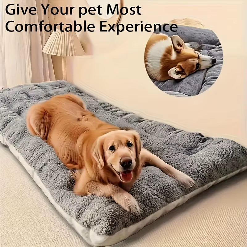 Oversized Plush Dog Cat Bed Sofa Crate Pad Ultra Soft Polyester Pet Mat for All Size Cats Dogs Adorable Rectangle Couch